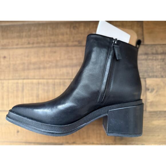 Franco Sarto Boots Women's SZ 8.5 Black Dalden Leather Ankle Booties Block Heel - Picture 8 of 13